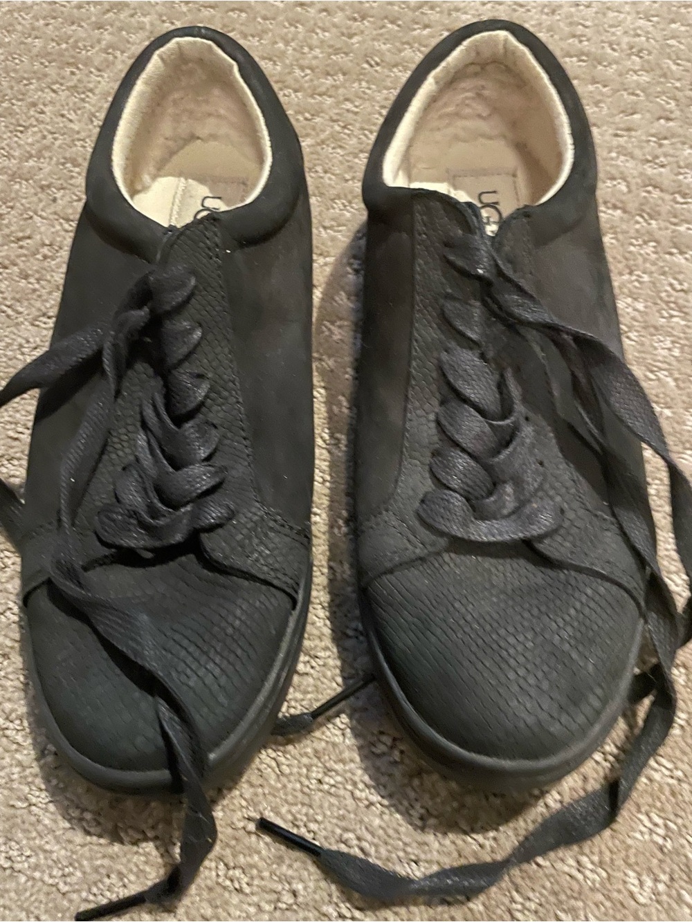 UGG Black Suede Women's Lace-Up Casual Sneakers